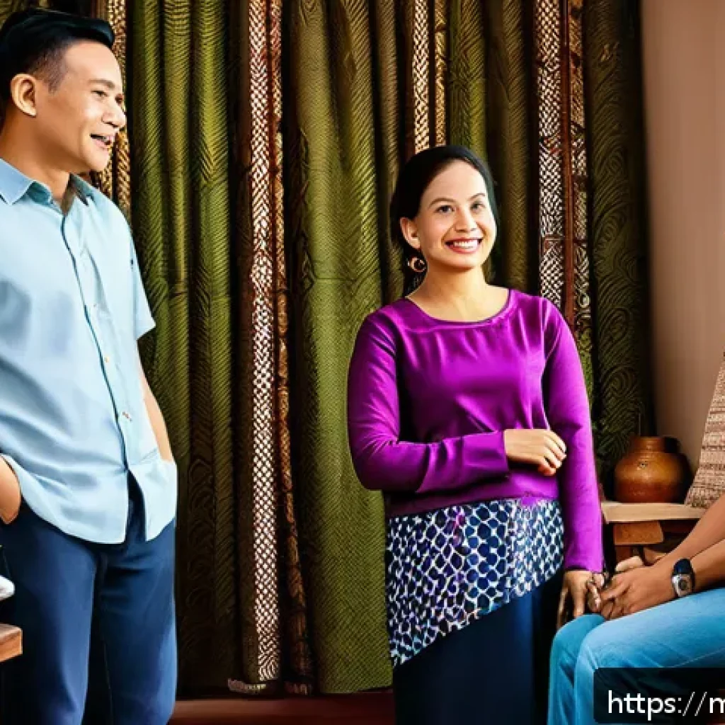 성교육과 성적 욕망의 사회적 영향 - A warm and inviting Malaysian family living room scene showing a mother and father openly discussing...
