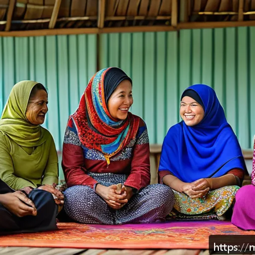 성교육과 여성 인권 - A vibrant community health workshop in a Malaysian village setting, featuring diverse women of vario...